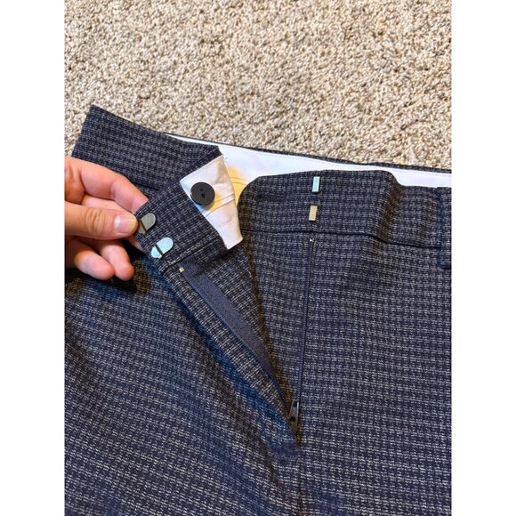 NEW Loft Wide-Leg High-Rise Herringbone Navy Button Front Trousers Pants Size 10 - Picture 8 of 13